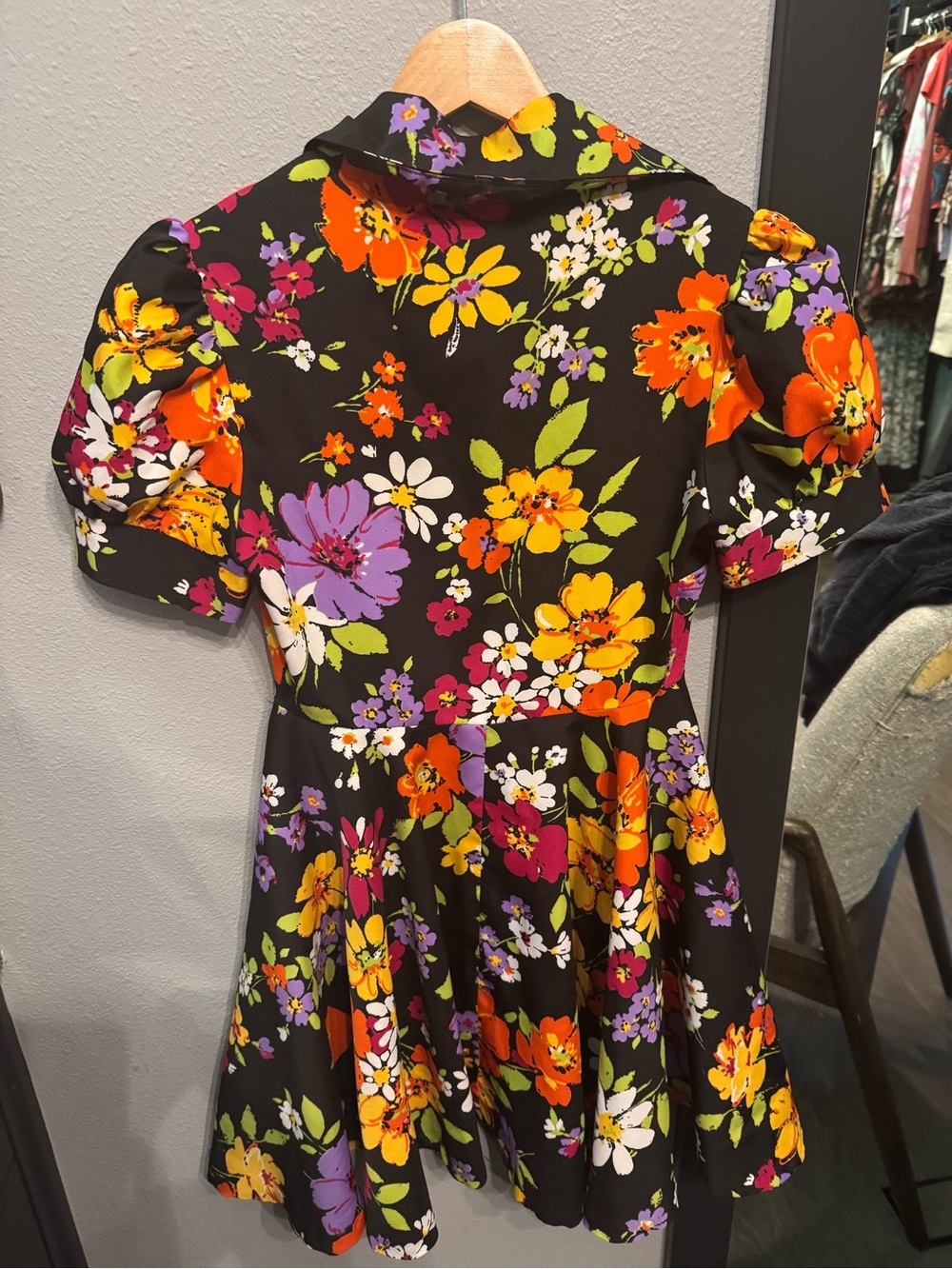 Retro Vintage Floral Button-Front Fit & Mini Flare Dress Bold 70’s Style 🌺 - Picture 8 of 14